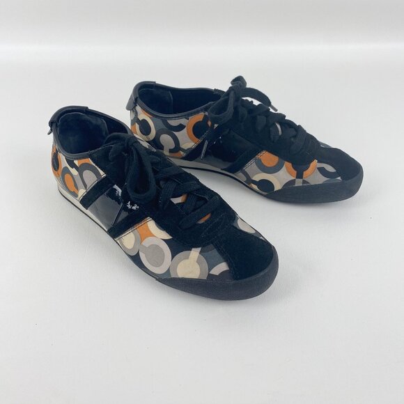 COACH Women's Paxton Sateen Black Orange Gray Sneakers size 8M - Picture 2 of 10